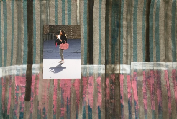 Fabric, photopaper, thr ead, oilpaint 70 x 100 cm